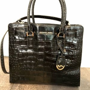 MK large Dillon Satchel Croc embossed leather